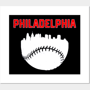 Philadelphia PA Cityscape Baseball Posters and Art